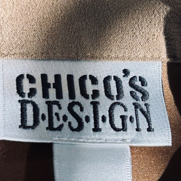 Chicos Southwestern Kokopelli Graphic Zip Up Shirt Jacket Tan Faux Suede size 0 - Picture 9 of 11